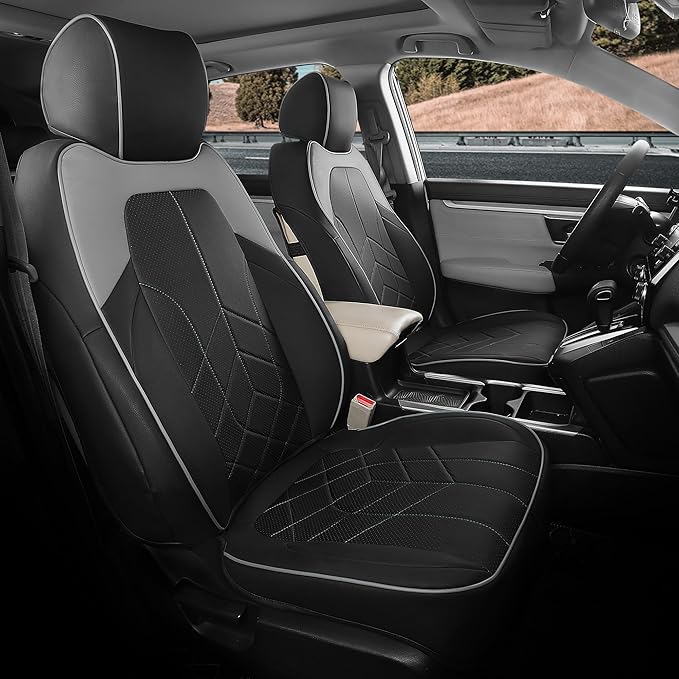 for Honda CRV Seat Covers Custom Fit 2017-2022 EXL EX LX Sport,Touring,Hybrid - Luxury Waterproof Leather Car Seat Covers Full Set - BlackGrey