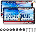 License Plate Cover Multicolor License Plate Frames Patriotic USA American Flag Aluminum Metal Car Accessory 2 Pack with Screw Covers Set