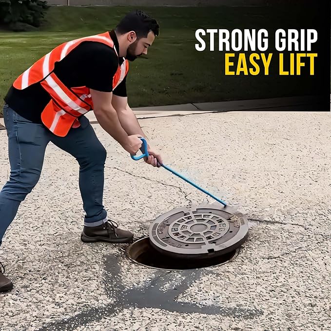 T&T Tools 24-Inch Manhole Hook - Heavy Duty Single Hook for Lifting Manhole Covers, Storm Drains, Septic Tank Risers - Rigid Hex Alloy Steel for Lifting, Pulling, and Removing Covers - 6 Pack