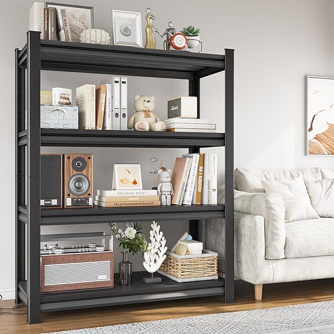 4-Tier Heavy Duty Metal Shelves, Industrial Style, Heavy-Duty Garage Storage Shelves, 40"W x 16"D x 72"H, 1800LBS Capacity