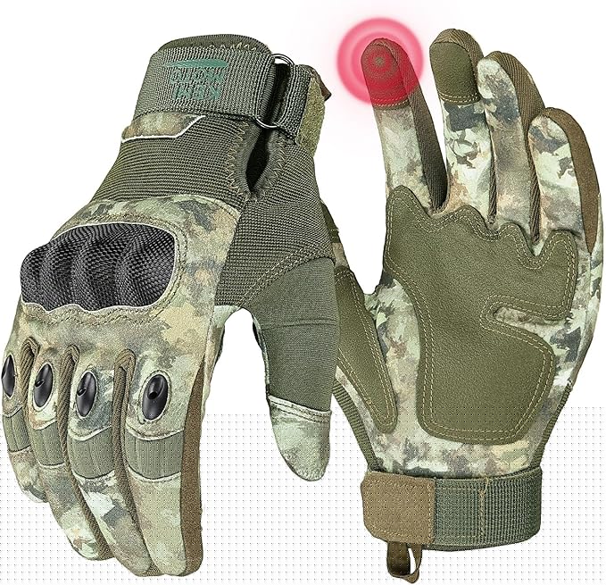 KEMIMOTO Tactical Gloves for Men, Touchscreen Motorcycle Gloves with Hard Shell & Palm Padding for Sports Motorcycle Cycling Tactical Airsoft Paintball Hunting Hiking Camping Climbing