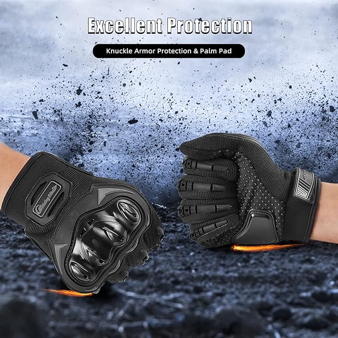 Motorcycle Gloves for Men and Women Full Finger Touchscreen Mountain Dirt Bike Gloves for Powersports BMX ATV MTB Driving Motocross Cycling Gloves(M, Black)