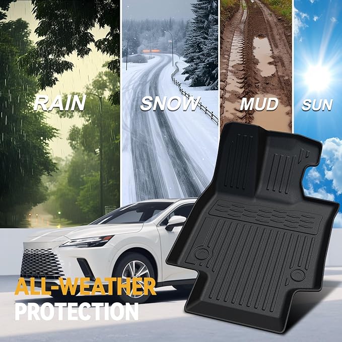 Floor Mats Set for 2023-2025 Lexus RX350/RX350H/RX500h(Not for RX450h & PHEV) Accessories, All Weather Floor Mats with Cargo Mat TPE - Includes Backrest Protectors & Door Sill Guards