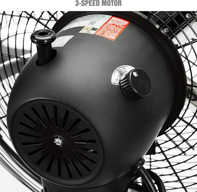 OEMTOOLS OEM24871 20" Oscillating Pedestal Fan, Adjustable Height for Garage, Shop, Gym, Warehouse 4500 CFM Airflow, 3-Speed Enclosed Motor, 5 Aluminum Blades, Dust-Resistant Industrial Purpose