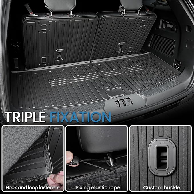 Floor Mats for 2020-2024 2025 Ford Explorer 7 Seats Bench Seat Car Mat Accessories, All Weather TPE Cargo Mat Backrest Mats Active/Platinum(7 Seat Floor Mats+2-in-1 Cargo Mat)