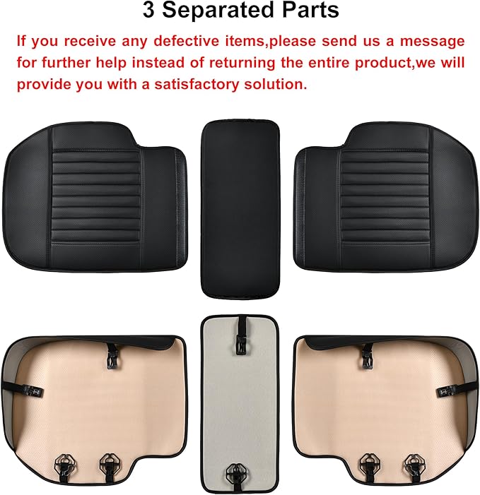 Back Seat Covers, Rear Seat Cushions, Auto Bench Protector with Breathable PU Leather and Non-Slip Bottom Universal for 4 Season (Black, 61" x 20. 5")