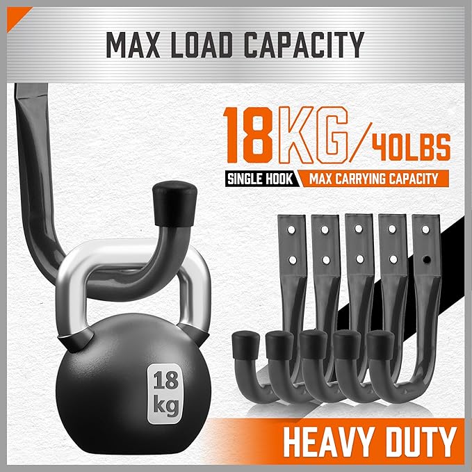 HORUSDY Garage Hooks Heavy Duty - 6Pcs 4.37 Inch Metal Garage Storage Hooks for Wall, Utility Hook for Hanging, Easy Use