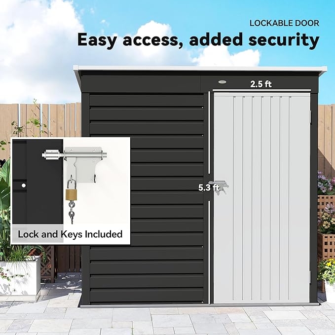 Outsunny 6' x 4' Outdoor Storage Shed, Easy to Assemble, Metal Garden Tool Shed with Lockable Door and Gloves for Backyard Garden Patio Lawn, Dark Gray