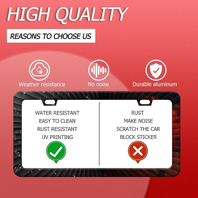 Black Geometric Shapes License Plate Frame Funny Radioactive Visual License Plate Frames Stainless Steel Accessories Cars Decor with 2 Holes and Screws Fits Standard Us Ca Vehicles 12.2 X 6 Inch