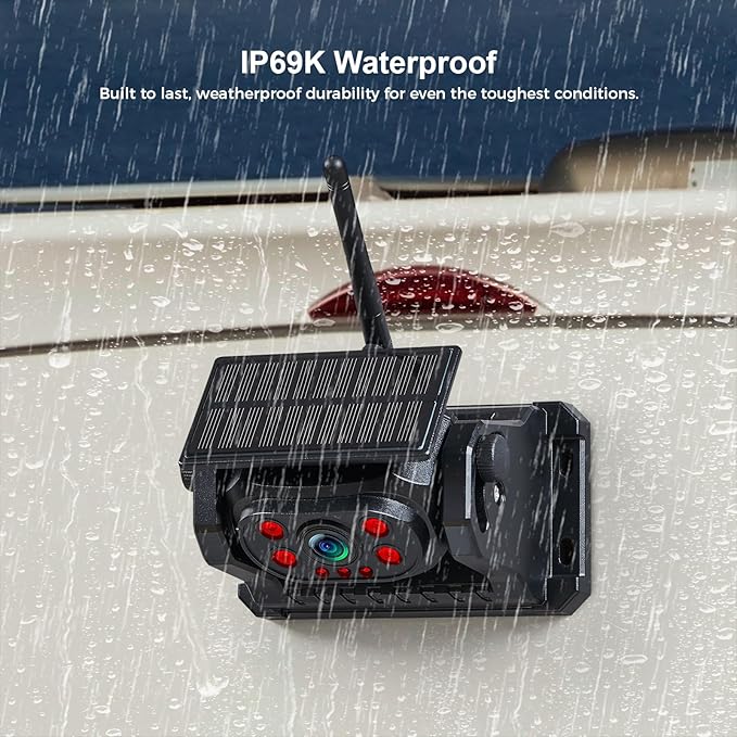2 Magnetic Wireless Backup Camera with 7'' HD 1080P DVR Monitor System, 9600mAh Rechargeable Waterproof Dual Solar Reverse Camera for Hitch Towing Car Trailer Truck RV VN007