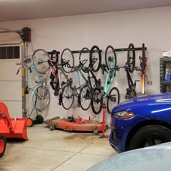 4 Bike Rack for Garage - Solid Steel Extra Heavy Duty BLAT Bike Rack - Garage Wall Mounted Bicycle Storage
