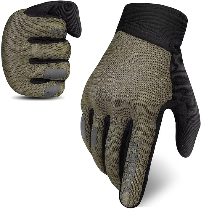 INBIKE Breathable Mesh Motorcycle Gloves for Men/Women, Shell Protection, Reflective, TPR Palm Sliders, Touchscreen Motorbike Gloves for ATV BMX MTB Riding