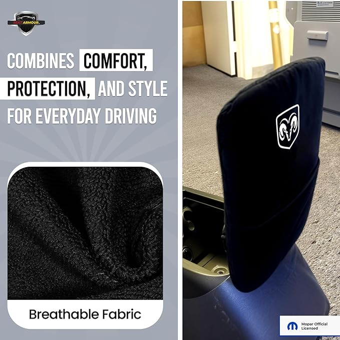 Premium Console Armrest Cover for Ram (2014-2021) – Soft, Machine Washable Console Lid Protector – Easy to Install, Plush & Durable – Black