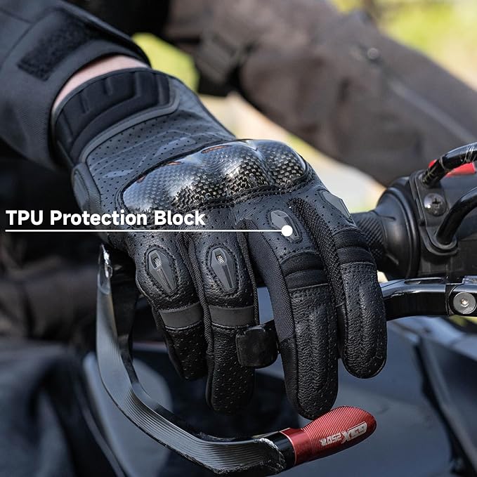 VXW Motorcycle Gloves for Men and Women - Gel Palm Sliders, Leather & Mesh Construction Full Finger Touchscreen, High-Speed Sports Gear for MTB/ATV/BMX/Motocross/Dirt Bike