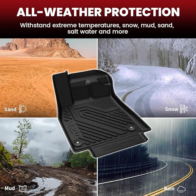 LASFIT Floor Mats & Cargo Mat for Audi Q5/SQ5 2018-2025 (Include Sportback 2021-2025), TPE All Weather Protection Custom Fit 1st & 2nd Row Rubber Floor Liners for Audi Automotive Accessories, Black