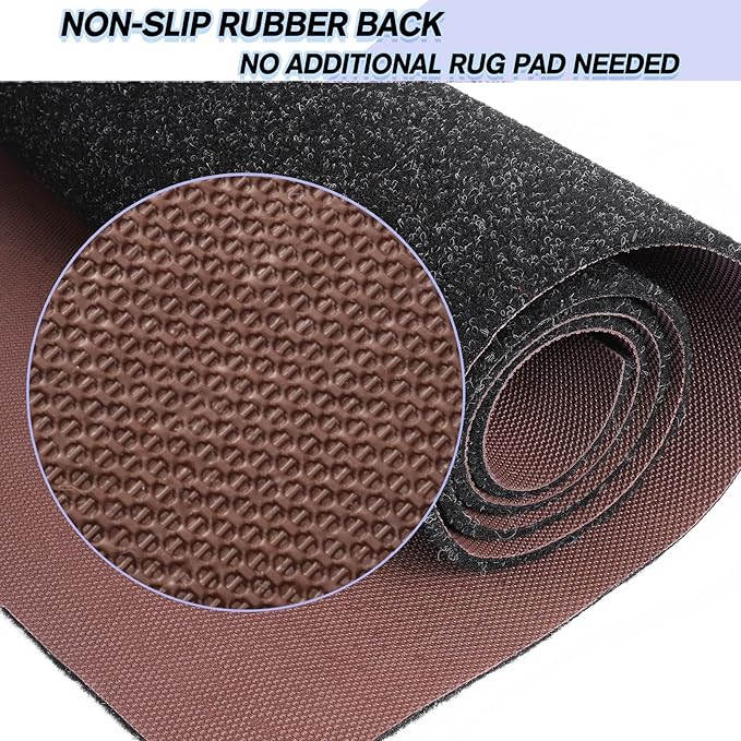 Custom Size Backed Non-Slip Area Rugs Runner, Easy Clean, Waterproof Runner Rugs for Hallway Entryway, Kitchen, Laundry, 4FT x 6FT, Black