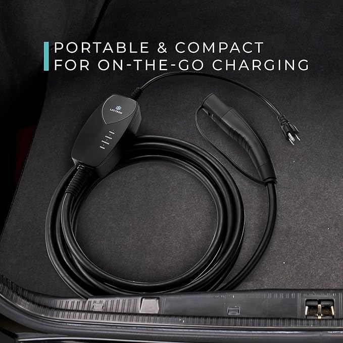 Lectron Level 1 Tesla EV Charger (WiFi) with App Control - 120V, 12 Amp, & 16 ft Cord - Portable Charger for Tesla EVs with NEMA 5-15 Plug - Compatible with All Tesla Model S, 3, X, Y & Cybertruck