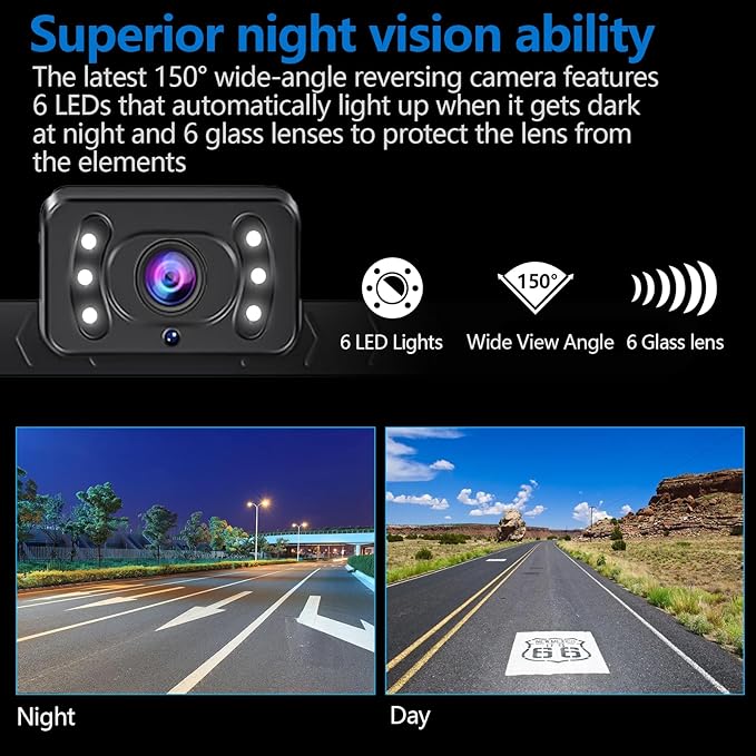 7inch Monitor with IP69 Waterproof Night Vision Backup Camera Easy to Install,HD 1080P delay Free Picture Quality Suitable for Cars, Trucks SUVs etc.