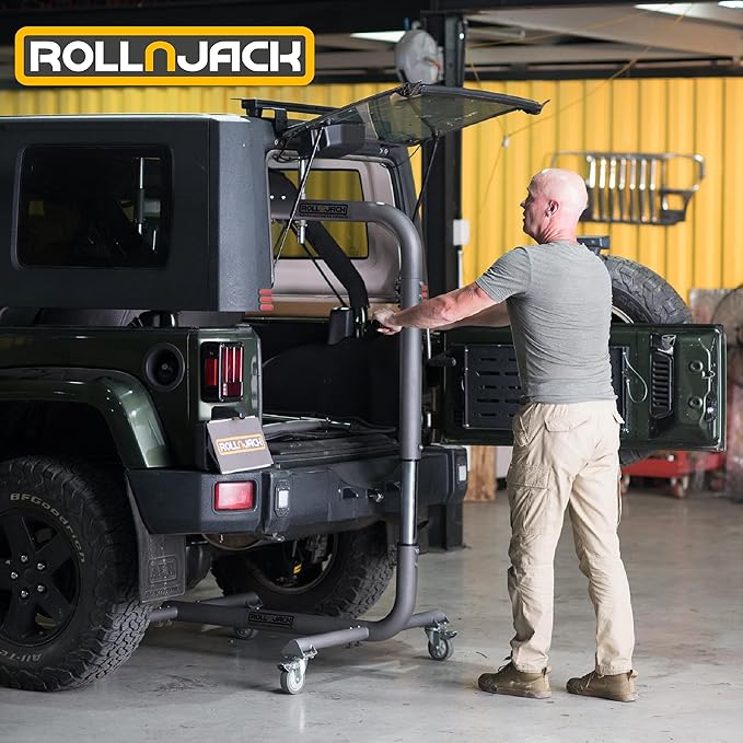 Hard Top Remover Lift for Jeep Wranglers: 2007-to-Present JK/JKU/JL/JLU + CJ, 2&4 Door + Lifted Jeeps. Quick & Easy Assembly. One Person System. Hardtop Removal/Installation in Minutes. Patented