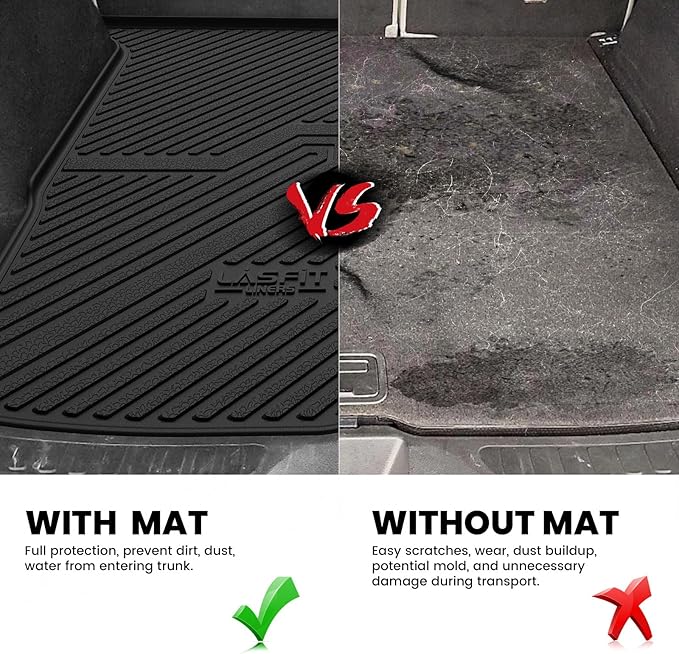 LASFIT Trunk Mat for Honda Passport 2019 2020 2021 2022 2023 2024 2025, All Weather Custom Fit TPE Cargo Mat Trunk Tray Cargo Tray, Black
