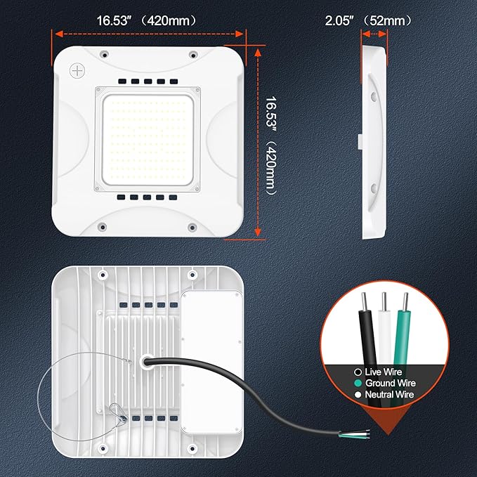 BBESTLED LED Canopy Light with 150W/120W/90W Adjustable, ETL&DLC Listed 5700K/5000K/4500K, AC100-277V, 21000LM, IP65 Waterproof Outdoor Canopy Light for Gas Station Garage Workshop