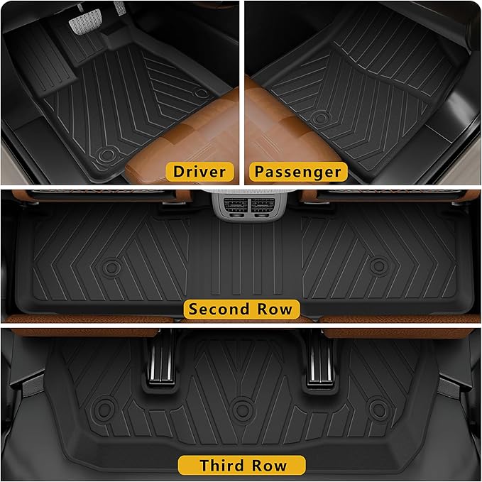 2025 Pilot Floor Mats & Cargo Liner & Backrest Mat Fit for Honda Pilot 2023 2024 2025: All Weather Protection Floor Liner with Back Seat Cover - 1st 2nd 3rd Row Floor Mats Trunk Mat Pilot Accessories