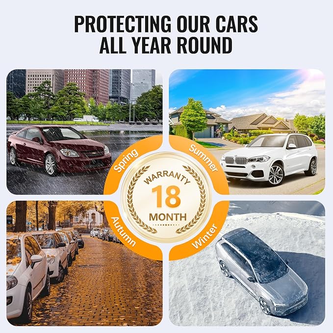 30 Layers Car Cover for Automobiles All Weather Waterproof, Outdoor Snowproof UV Protection Windproof, Door Zipper, Soft Cotton, Heavy Duty Universal Car Covers, (Black, Fit Sedans 201"-210")