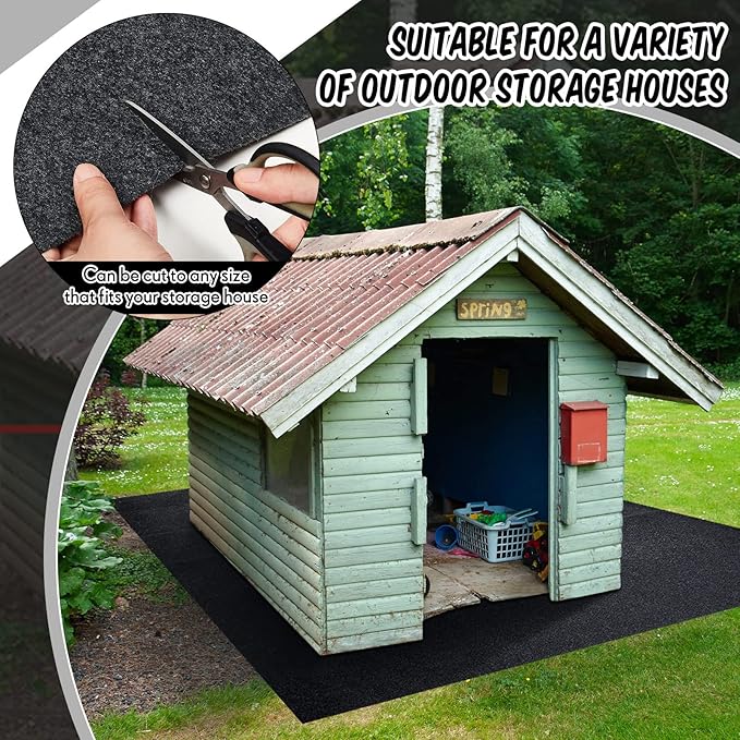 Haull Outdoor Storage Shed Floor Moat Waterproof Outdoor Carport Mat Thickened Soft Patio Furniture Pad Washable with Non Slip Backing, Storage Shed Not Included(2 x 5 ft)