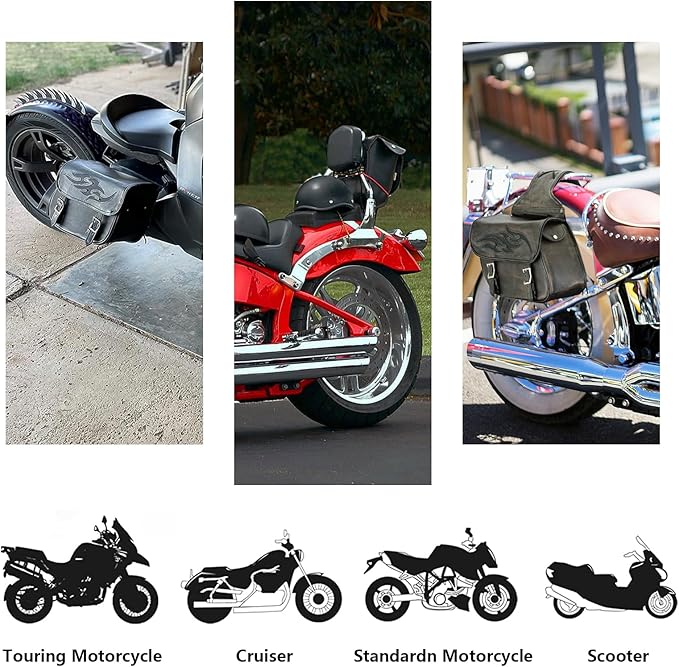 GARGOYLE BELLS Motorcycle Saddle Bags Leather Motorcycle Luggage Bag with Gun Holsters For Softails Sportsters and Choppers Waterproof Luggage Bags For Motorcycle