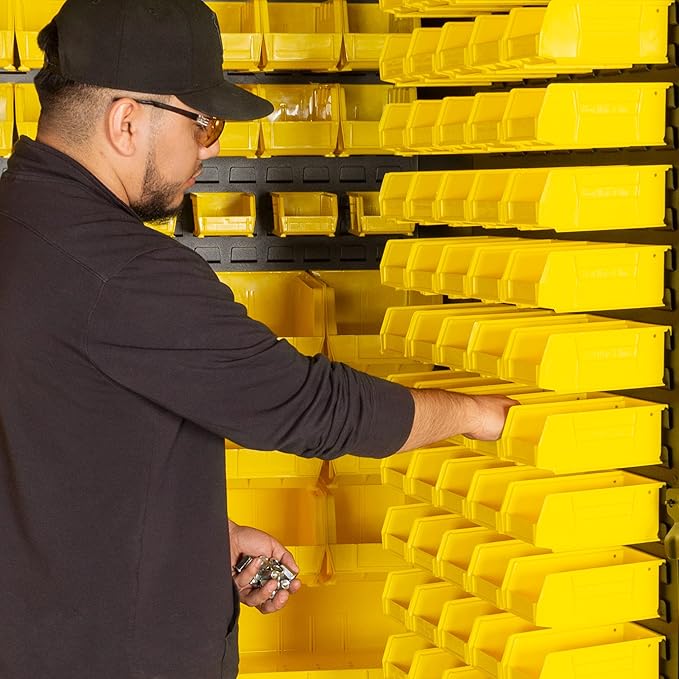 Jamco Tool Storage Cabinets with Bin Mounts, Model DE, Includes 230 Bins, 60-Inch W x 24-Inch D x 78-Inch H, Yellow Bins