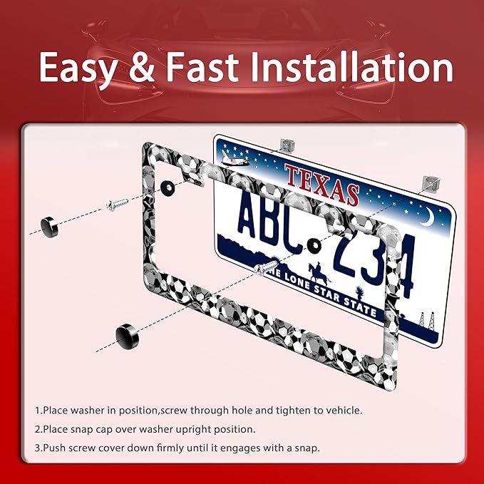 Personalise Soccer Ball Pattern License Plate Frame Funny License Plate Auto Accessories License Plate Holder 6x12 Inch