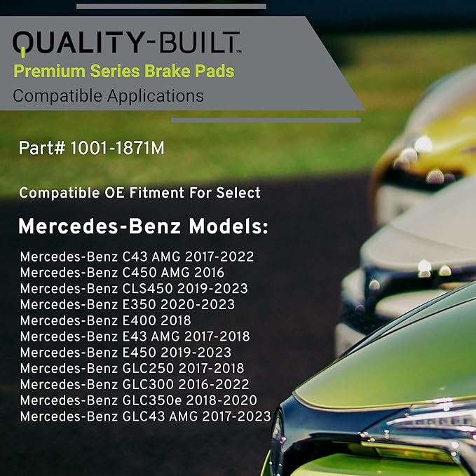 Premium Semi-Metallic Front Brake Pads (1001-1871M) Compatible with 2016-2023 Mercedes-Benz (C43 AMG/C450 AMG/CLS450/E350/E400/E43 AMG/E450/GLC250/GLC300/GLC350e/GLC43 AMG)