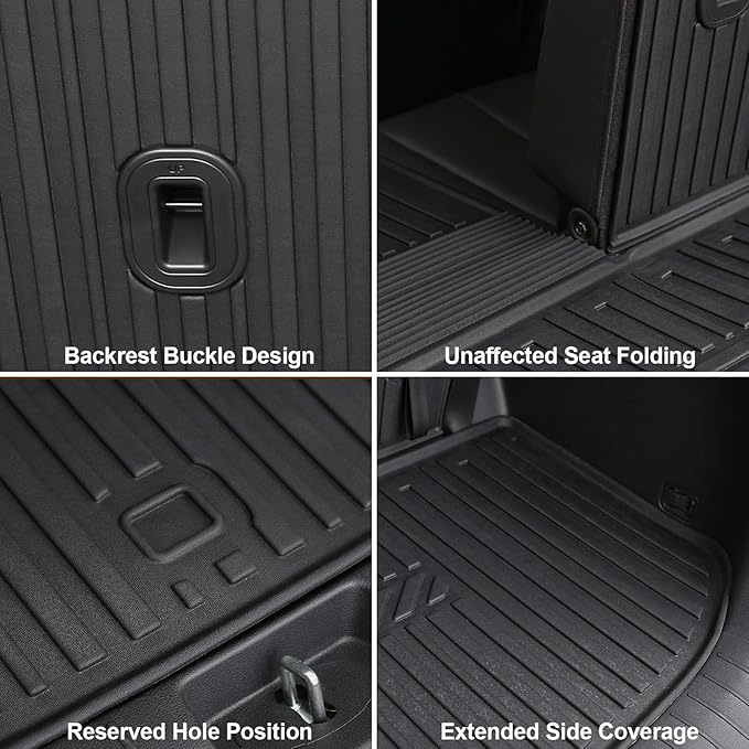GALVAGNIATE Floor Mats for 2020-2024 2025 Hyundai Palisade 7-seat/8-seat Trunk Mat with Backrest Mat, All Weather TPE Cargo Liner Lower Cargo Mat for Palisade Accessories