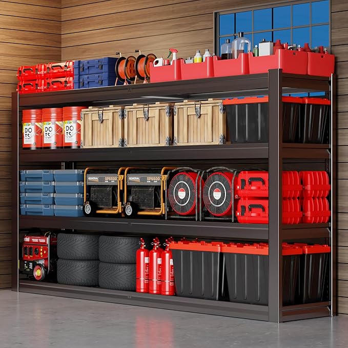 67" Wide Garage Shelving Unit, 30" D Heavy Duty Garage Storage Shelves,3500 LBS Capacity, Industrial Adjustable Shelves for Basement Warehouse