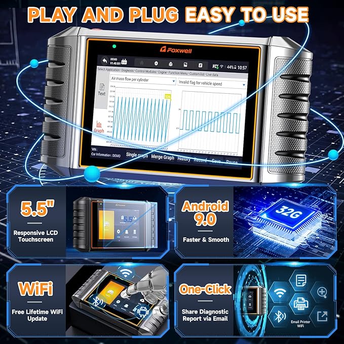 2025 FOXWELL NT726 Bidirectional Scan Tool, All System OBD2 Scanner Diagnostic Tool, Car Code Reader for All Models with 12 Resets, ABS Bleeding, Oil/EPB/SAS/D-PF/TPMS/Injector/Throttle, WI-FI Update