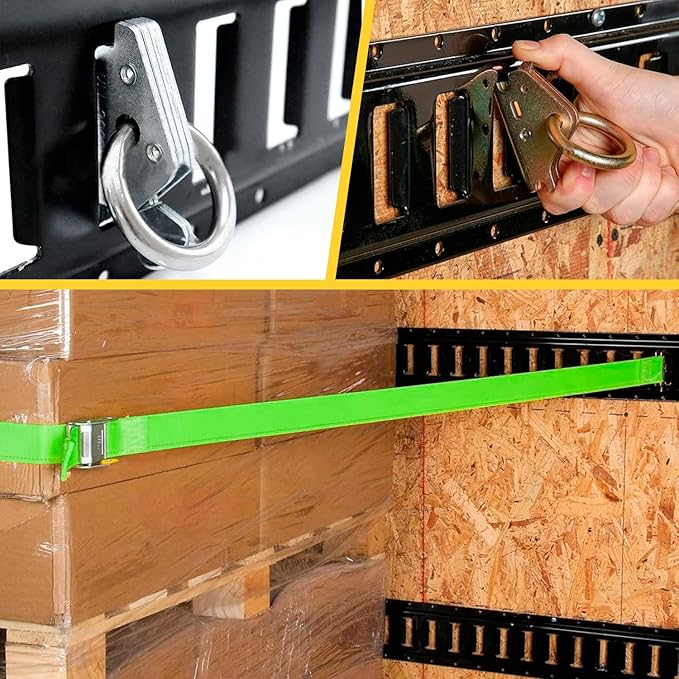 E Track 4'（2 Pack） with Powder-Coated Steel Trailer Tie Down for Garages, Trucks, Pickups, and Vans, E-Track Rail Reliable Cargo Restraint (Screws Not Included)