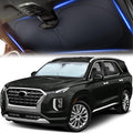Windshield Sun Shade for Car, SUV & Truck – Patented Design Blocks 99% UV Rays & Heat | 240T Reflective Polyester Sunshade with Storage Bag | Keeps Vehicle Interior Cool | Universal Fit L(64" x 34")