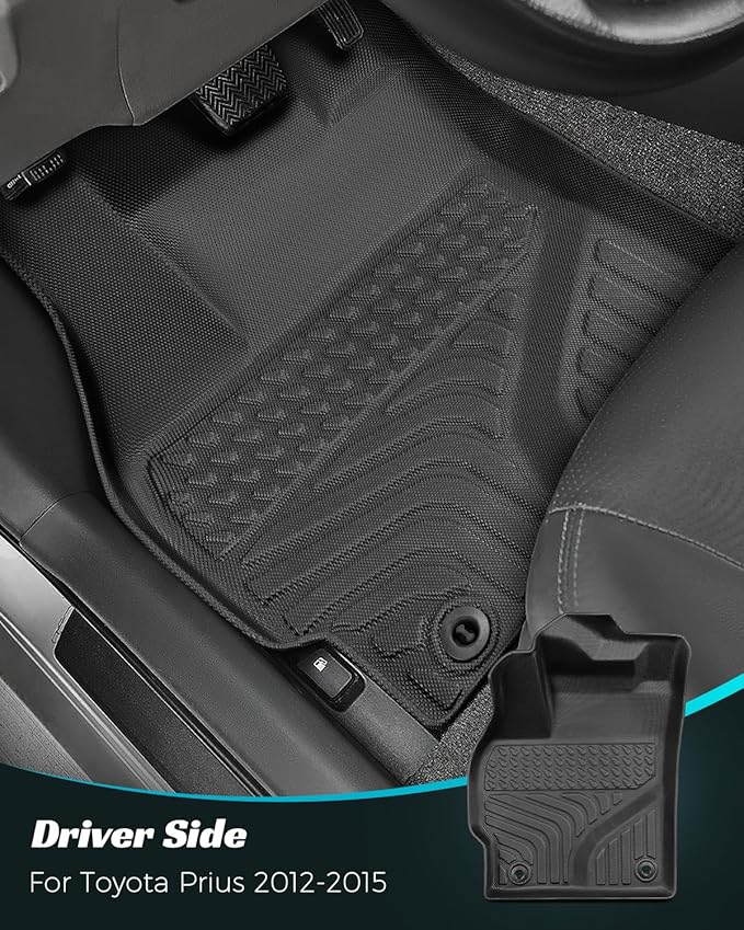 Car Floor Mats for Toyota Prius 2012-2014 Accessories(Not Fit Plug-in, V or C Models), All Weather Rubber Mat, Automotive Floor Carpet Protector Car Accessories