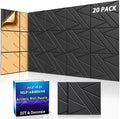 【20 Pack】 Acoustic Panels Self-Adhesive (0.4" Thick | 0.8lb/ft³ Medium Density) - 12x12 Soundproof Foam Tiles for Home Office/Wall Sound Absorption, Noise Reduction Panels Studio Use - Black