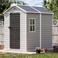 6x4 FT Resin Storage Shed for Outdoor, Waterproof Plastic Sheds with Floor Window Door Inlcuded, Outside Tool Storage for Garden Backyard Patio Lawn, Gray