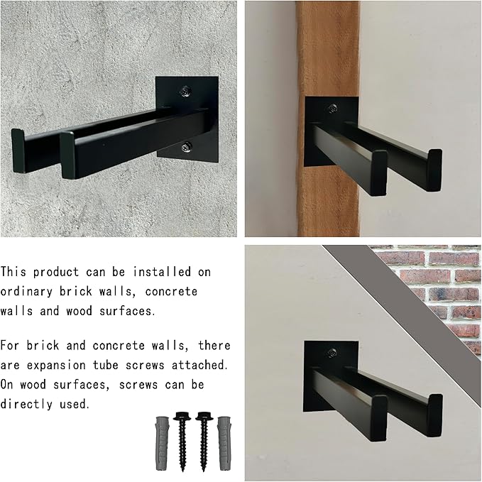 Garden Tool Rack,Wall-Mounted Organizer for Shovels, Rakes, Brooms, and Trowels,Heavy-Duty Black Stainless Steel Tool Holder,Fits Handles Under 1.5" Diameter,Garage or Shed Storage