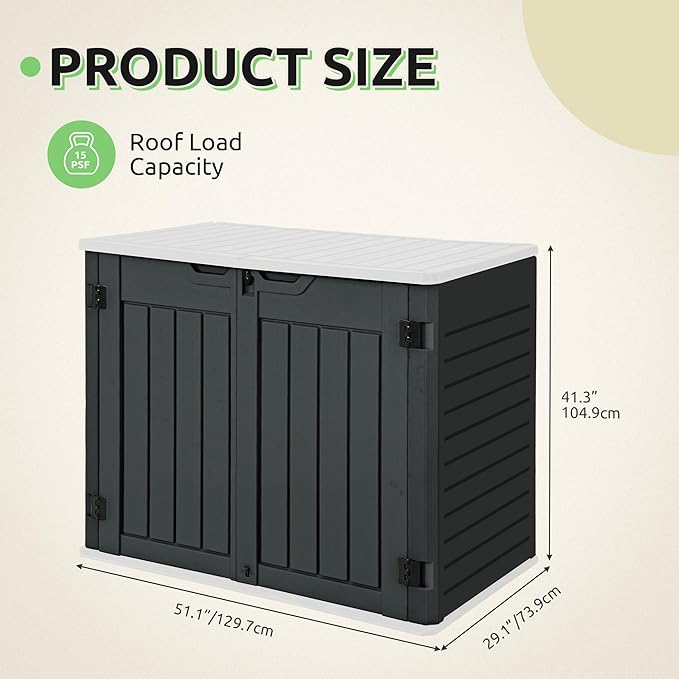 GOOBED Horizontal Shed with Padlock Latch, Outdoor Storage Shed for Backyard and Garden, 35 Cu Ft Small Storage, Waterproof, Easy Assembly, Dark Gray