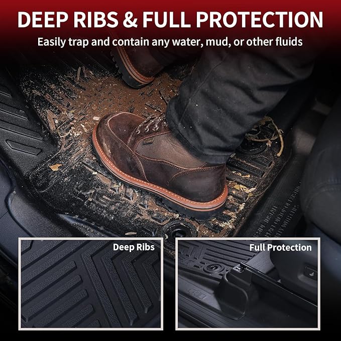 LASFIT Floor Mats&Trunk Mat for Toyota 4Runner 2013-2024 (Only for 5 Seats) All Weather TPE Mats Custom Fit Floor Liner for Toyota 4 Runner 1st & 2nd Row Full Set Car Mats and Cargo Liner, Black