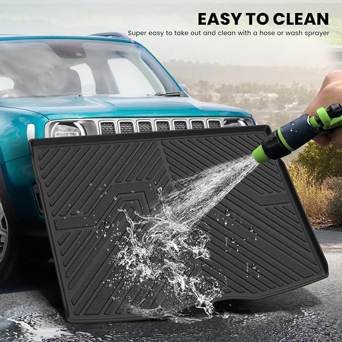 LASFIT Cargo Mat for Jeep Renegade 2015-2023 Upper Position, All Weather TPE Custom Fit Trunk Mat Cargo Liner Trunk Liner, Black