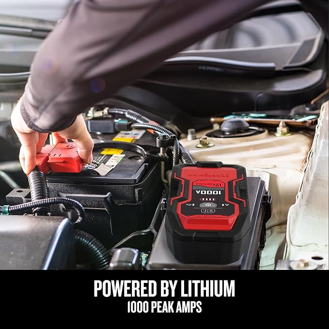 CRAFTSMAN Lithium Jump Starter and Portable Power Pack, CMXCESM263, 3-in-1, 2.4 Amp USB Port, LED Light, 1000 Amps, 12 Volt, for Motorcycle, Car, SUV, Truck, and Marine Batteries