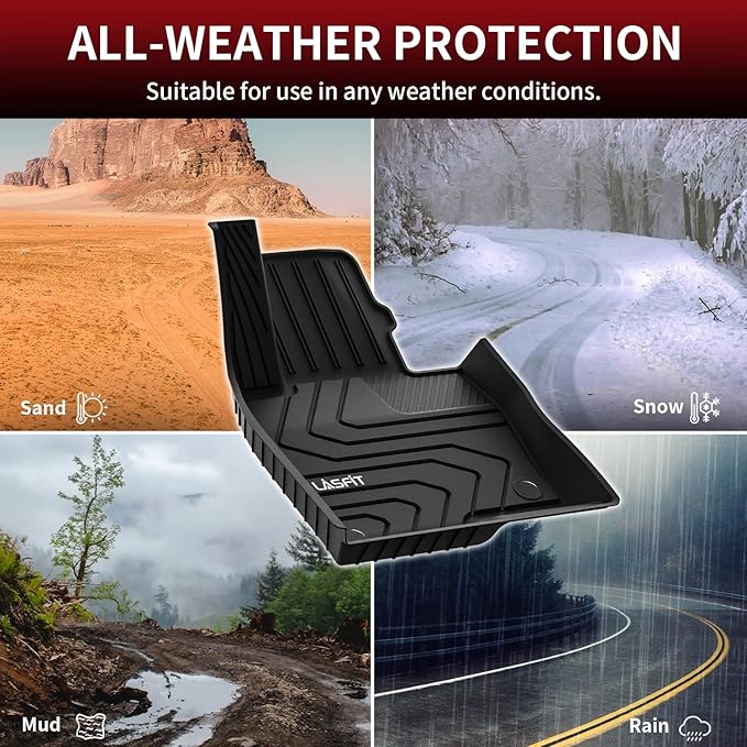 LASFIT Floor Mats Fit for Mazda CX5 2025 2024 2023 2022 2021 2020 2019 2018 2017 Custom Fit TPE All Weather Floor Liners 1st & 2nd Row Car Mats for Mazda CX-5, Black