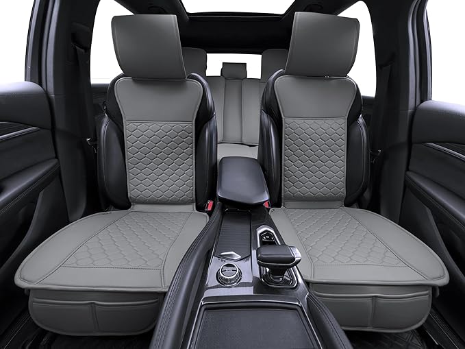 Elantrip Car Seat Cover Full Set Leather Car Seat Protector Universal fit for Most Cars SUVs and Trucks Water Proof Front and Rear Seat Protector Gray