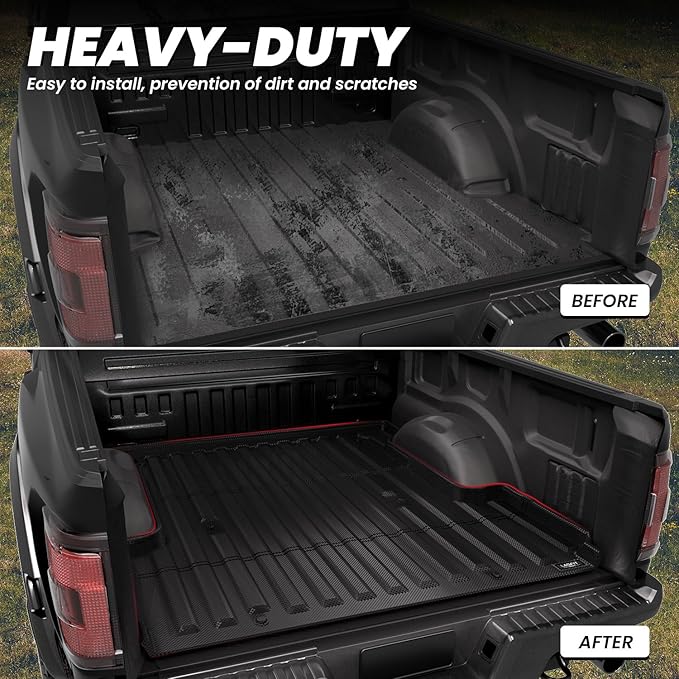 LASFIT Bed Mat for Ford F-150 (6.5ft, 78.9in) 2015-2025(Not for Pro Access Tailgate or Bed w/Side Storage), Custom Fit All Weather Protector Durable TPE Truck Bed Liner Easy Clean- Black