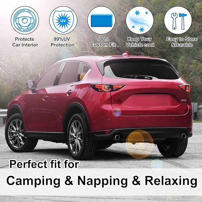 TINGLU Window Shades for Mazda CX-5 2017-2024 2025 Accessories Car Side Full Windows Rear Triangular Windshield Sun Shade Sun UV Rays & Privacy Protection for Camping,Napping,and Relaxing 8PCS