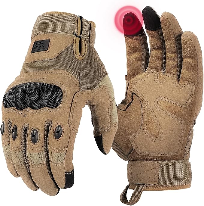 KEMIMOTO Tactical Gloves for Men, Touchscreen Motorcycle Gloves with Hard Shell & Palm Padding for Sports Motorcycle Cycling Tactical Airsoft Paintball Hunting Hiking Camping Climbing
